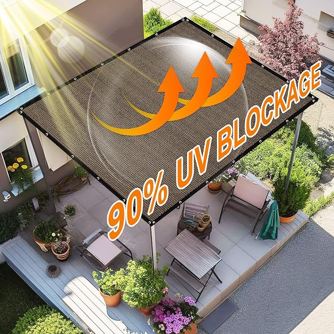 Artpuch 90% Sun Shade Cloth, 8 x 8 FT Pergola Shade Cover Canopy - Image 3