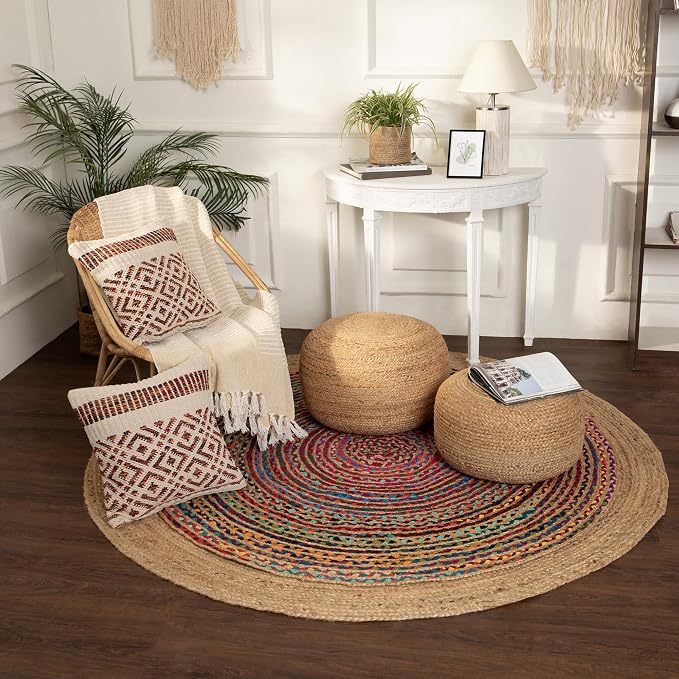 REDEARTH · Jute Circular Pouf Ottoman - Image 8