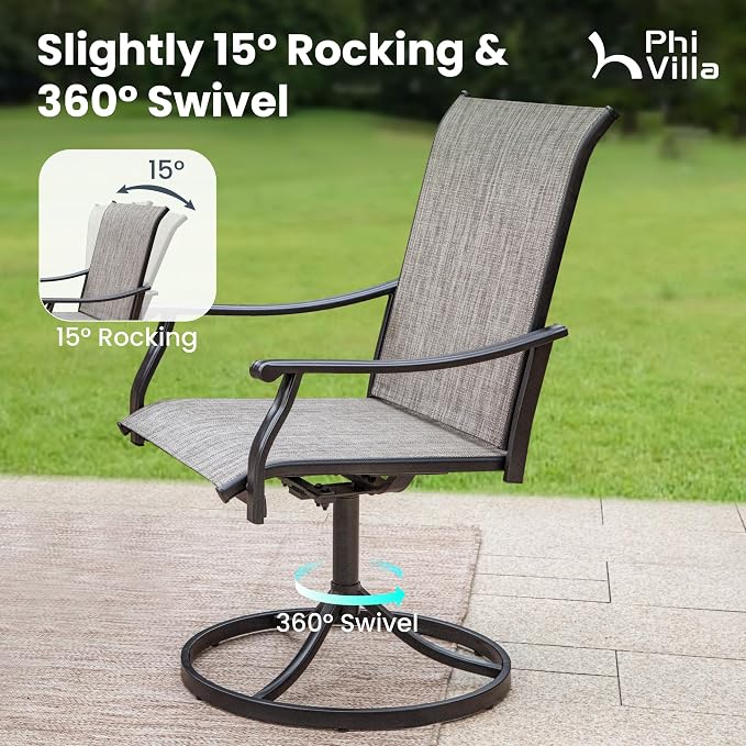 PHI VILLA 5 pcs Patio Dining Set, Outdoor Swivel Dining Chairs 4 and Metal - Image 2