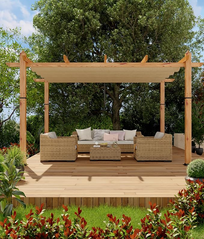 GarveeLife 10 x 13 ft Wood-Grain Outdoor Pergola - Image 2