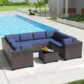 Kullavik 9 Pieces Outdoor Patio Furniture Set PE Wicker Rattan Sectional Sofa by KULLAVIK
