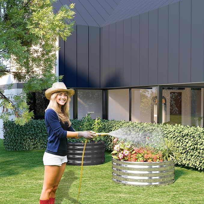 2PCS 4x4x1FT Galvanized Raised Garden Bed Kit, Vegetable Boxes-Round Metal - Image 7