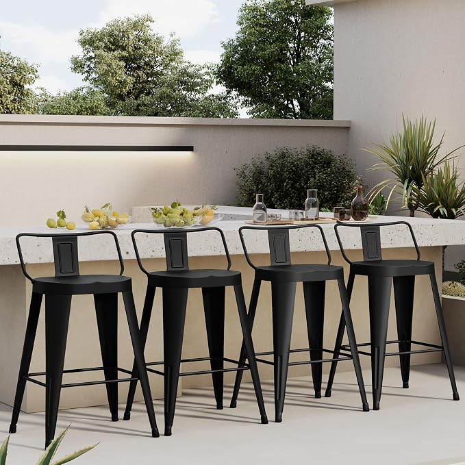Aklaus Metal Bar Stools Set of 4 Counter Height Bar Stools - Image 5