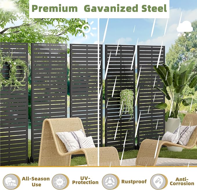 Casaphoria Metal Privacy Screen Outdoor, Louvered Black - Image 8