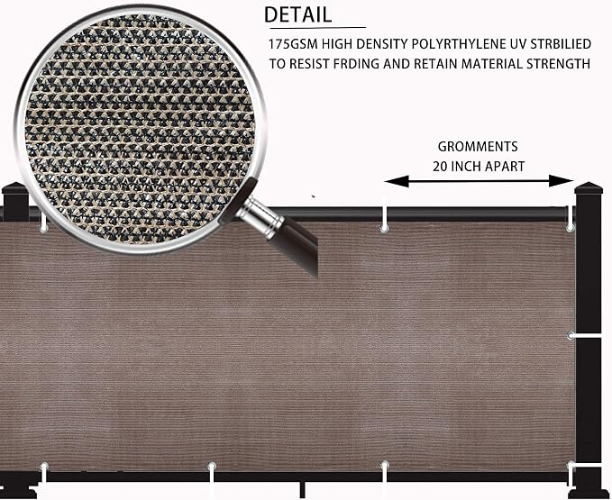 LOVE STORY 2.5' x 10' Brown Balcony Screen Privacy Fence Cover UV Protection - Image 6