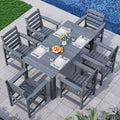 Outdoor HDPE Dining Table Set, 7-Piece Outdoor Dining Table Sets, Wood Grain by Unknown