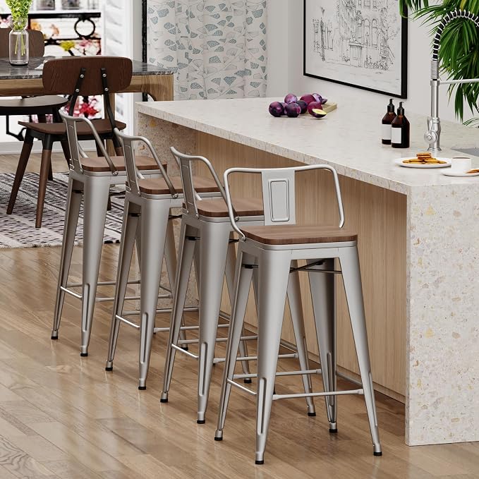 Yongchuang 24 inch Barstools Set of 4 Counter Height Bar Stools Farmhouse - Image 6