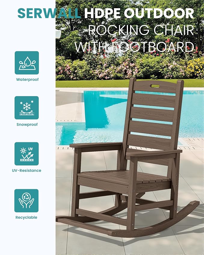 SERWALL Outdoor Rocking Chair Set of 2, Oversized Rocking Chair - Image 4
