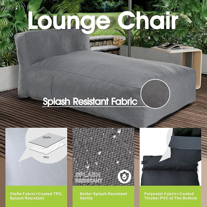 Outdoor Bean Bag Lounger Chair, Big Comfy Outdoor Daybed - Image 5