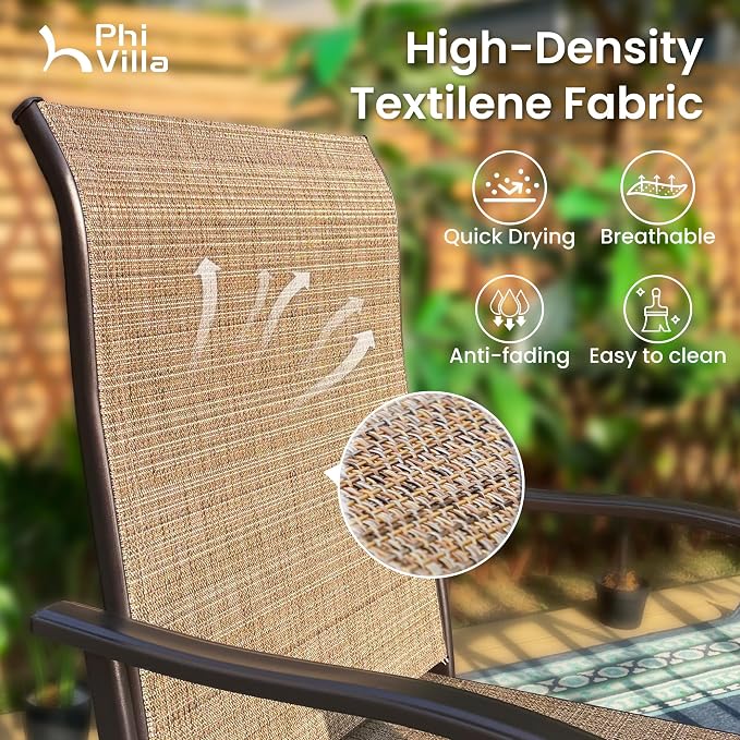 PHI VILLA Outdoor Patio Bar Set of 6, Patio Bar Table and Chair Set - Image 4