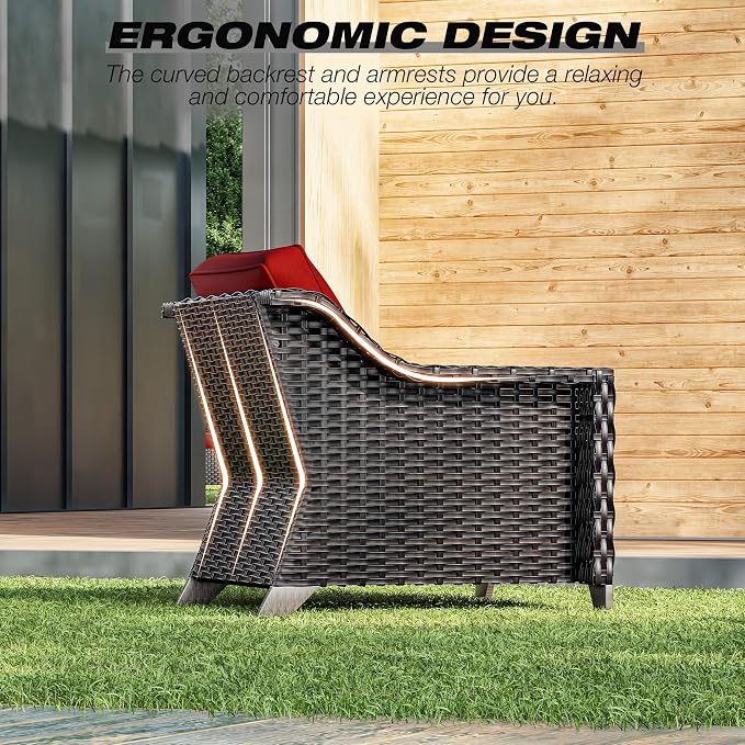 Joyside Wicker Patio Furniture Sets, 5 Pieces Upgraded Large Size Outdoor - Image 5
