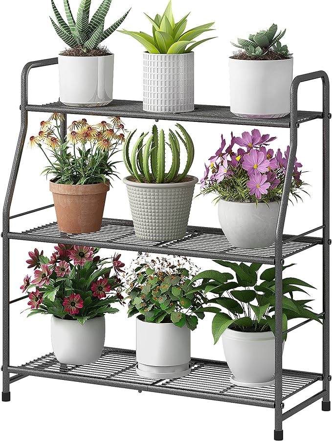Simple Trending Plant Stand Outdoor Indoor 3 Tier Metal Waterproof Plant Shelf by SimpleTrending