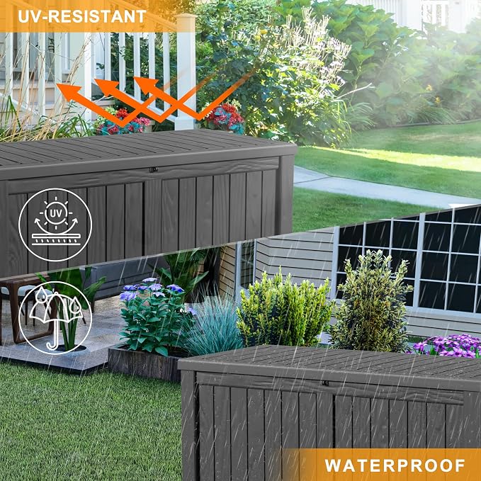 150 Gallon Outdoor Deck Box, Lockable Waterproof Outdoor Storage Boxes - Image 5