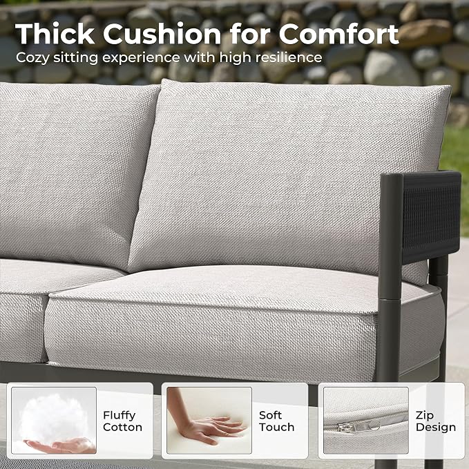 Grand patio 6-Piece Outdoor Furniture Set, 7 Seats Wicker Sofa Conversation Set - Image 5