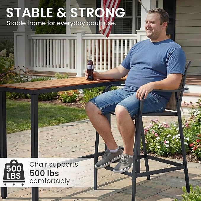 Crestlive Outdoor Bar Stools Set of 2, 500 lb Capacity Metal Patio Bar Chairs - Image 5