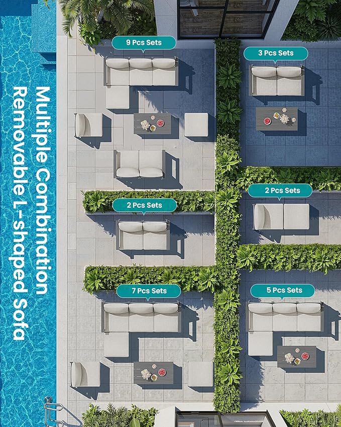 SERWALL 2 Pieces Patio Sofas, HDPE Outdoor Conversation Set - Image 4