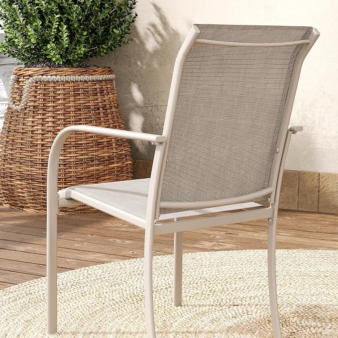 VICLLAX Patio Table and Chair Set of 6, All Weather Metal Round Outdoor Dining - Image 5