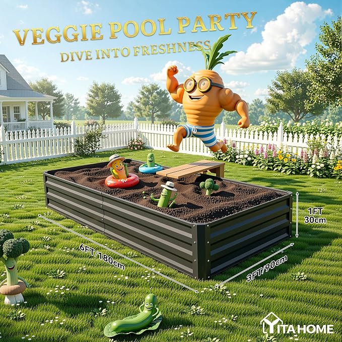 YITAHOME 72x36x12 in 2pcs Galvanized Raised Garden Bed Kit, Large Metal Planter - Image 7