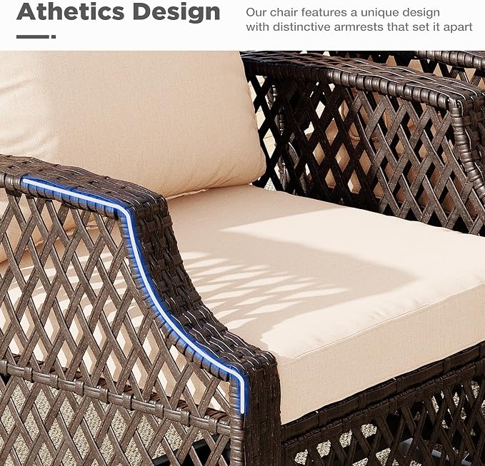 HOMREST 6 Piece Patio Furniture Set, Wicker Outdoor Conversation Sofa Set - Image 2