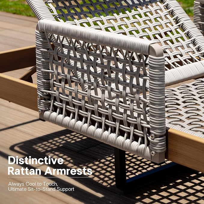 PURPLE LEAF 2 Pieces Outdoor Chaise Lounge Set Rattan Wicker Lounger - Image 7