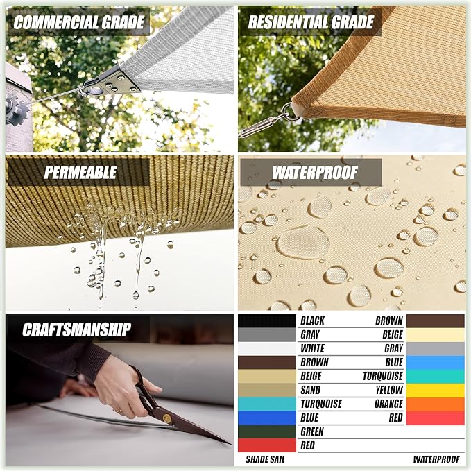 ColourTree TAPR1616 Custom Size 12' x 13' Red Sun Shade Sail Canopy UV Block - Image 4
