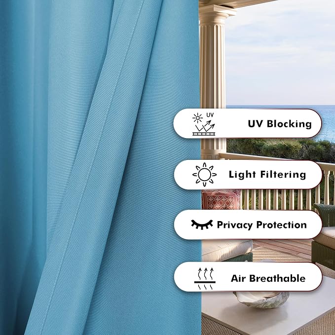 BONZER Outdoor Curtains for Patio Waterproof Thick Privacy Extra Wide Grommet - Image 4