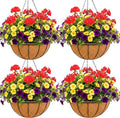 Metal 10 inch Round Planter, 4 Pack Hanging Wire Basket by JFFLYIT