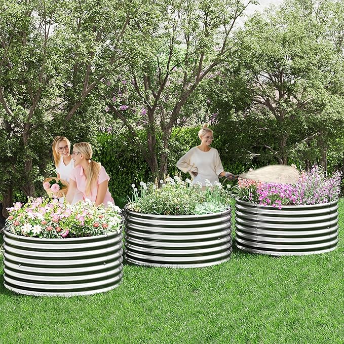 4 Pack Tall 2x2x2ft Round Galvanized Raised Garden Bed Outdoor, Metal Garden Bed - Image 7