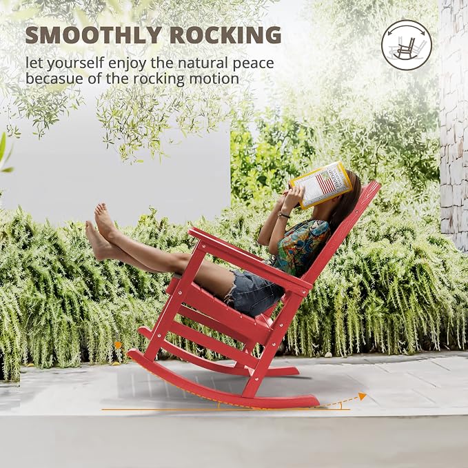 LUE BONA Outdoor Rocking Chairs Set of 4, HDPS Porch Rocker - Image 5