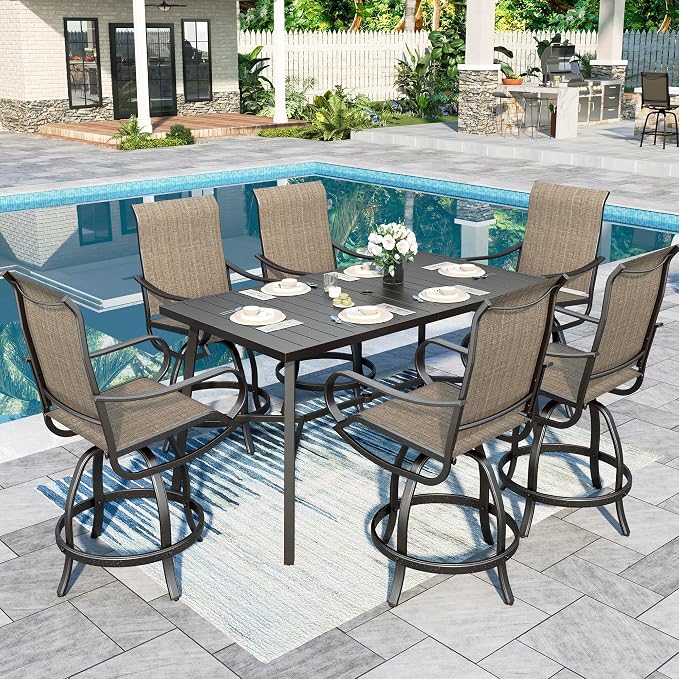 Sophia and William Patio Bar Stools Counter Height, Swivel Bar Chairs, Supports - Image 6