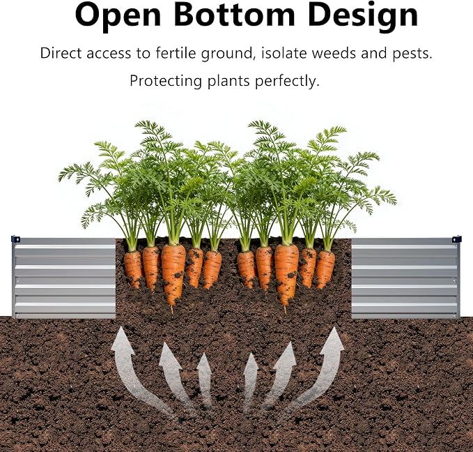 6x1.5x1 ft Galvanized Raised Garden Bed, Outdoor Planter Box Metal Patio Kit - Image 4