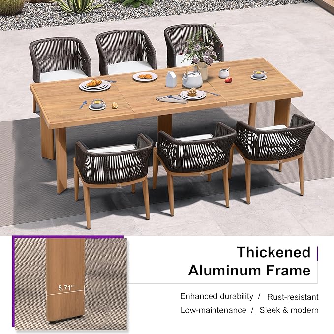 PURPLE LEAF 13 Pieces Outdoor Dining Set Patio Table and Chairs Set Aluminum - Image 9