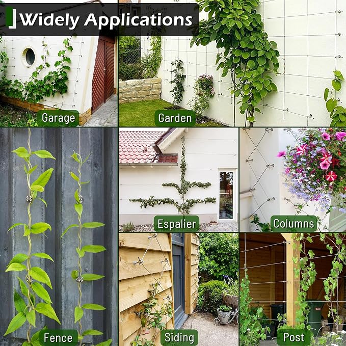 Wire Trellis for Climbing Plants Outdoor, T316 Stainless Steel Wall Trellis Kit - Image 7