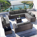 Kullavik 12 Pieces Outdoor Patio Furniture Set PE Wicker Rattan Sectional Sofa by KULLAVIK