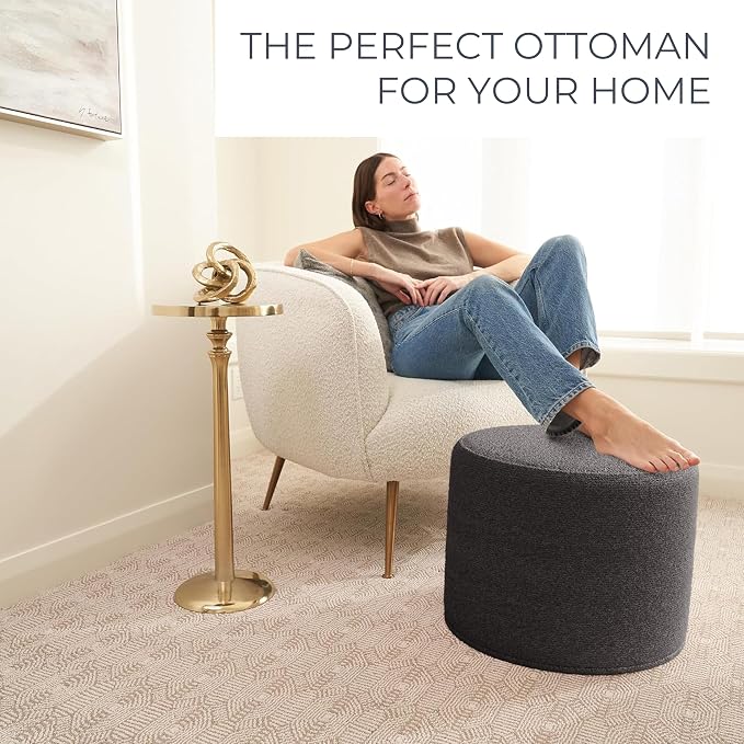 ZICOTO Beautiful Boucle Pouf Ottoman and Foot Rest - Image 2