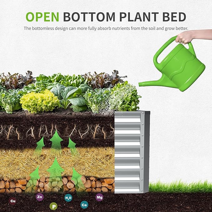 8X2X2ft Galvanized Raised Garden Bed, Outdoor Planter Box Metal Patio Kit - Image 3
