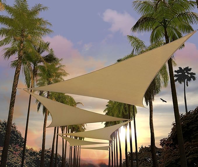 Amgo Custom Size 19' x 19' x 19' Sand Beige Triangle Sun Shade Sail UPF50+ by Amgo