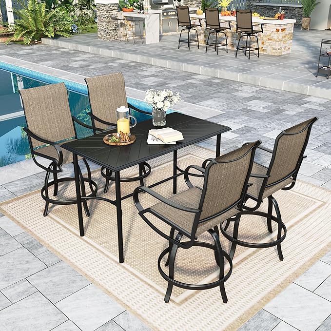 Sophia & William Outdoor Bar Set, Patio Bar Table and Chairs Set, All Weather by SophiaWilliam
