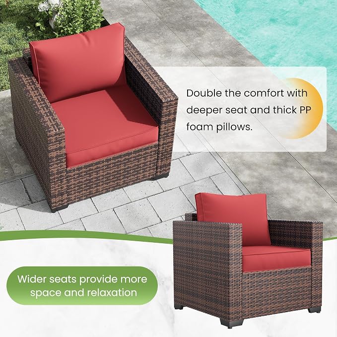 Amopatio Wicker Outdoor Sofa & Patio Couch Set - Image 3