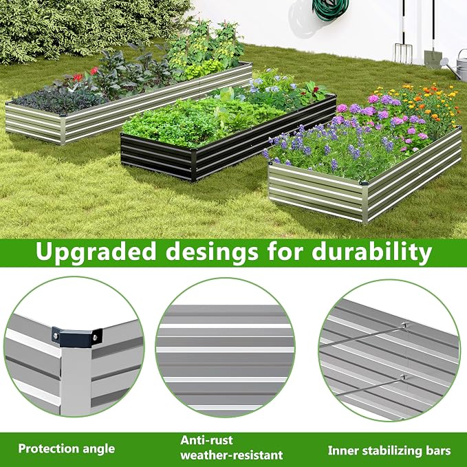 2PCS 10x3x1ft Galvanized Raised Garden Bed Kit, Galvanized Planter Raised - Image 5