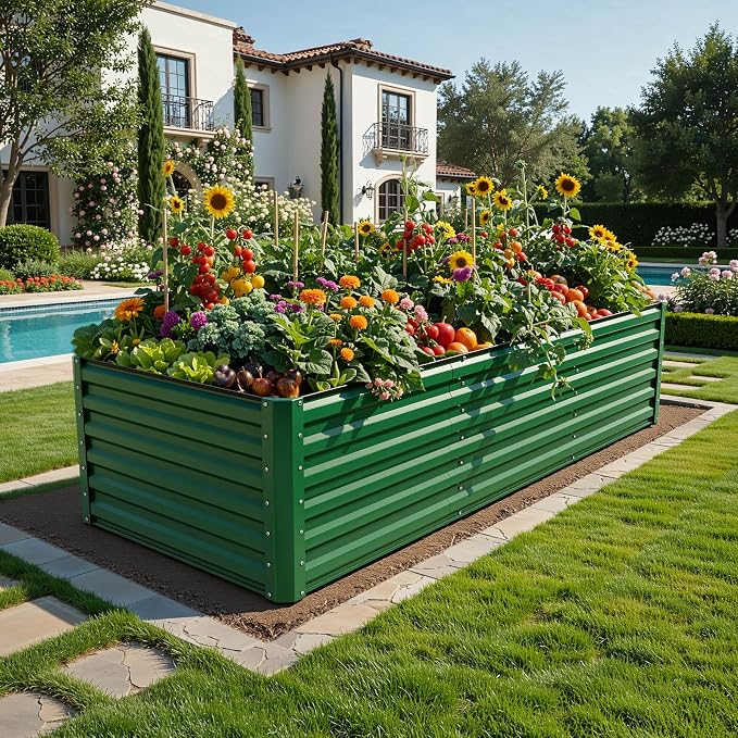 YITAHOME 8x4x2ft Large Raised Garden Bed Kit, Galvanized Metal Planter Box - Image 2