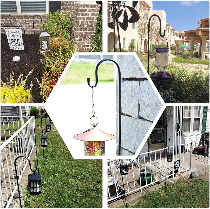 Ottsuls Bird Feeder Pole, 45 INCH Heavy Duty Shepherds Hooks - Image 5