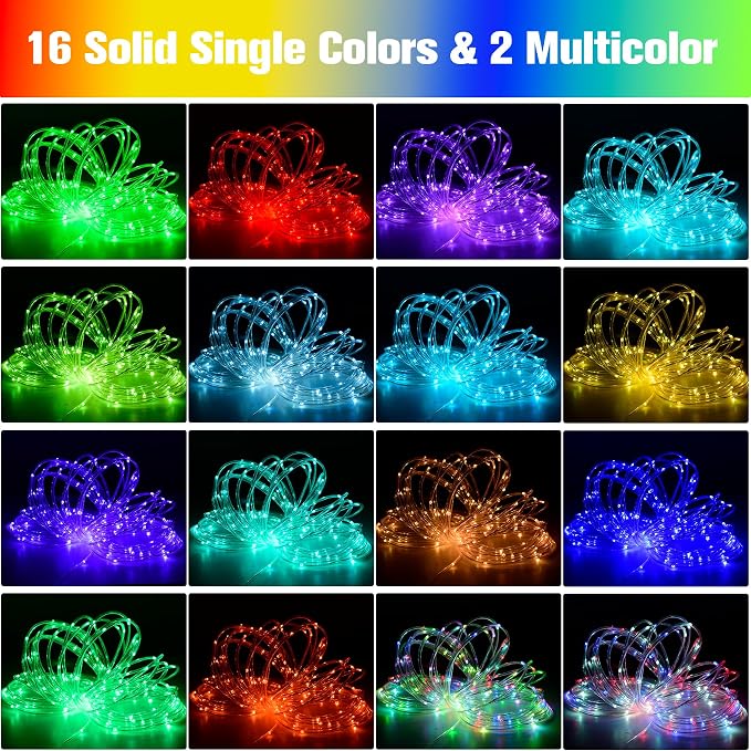 164Ft Rope Lights Outdoor, 500 LEDs 18 Colors Changing String Lights Plug in - Image 2
