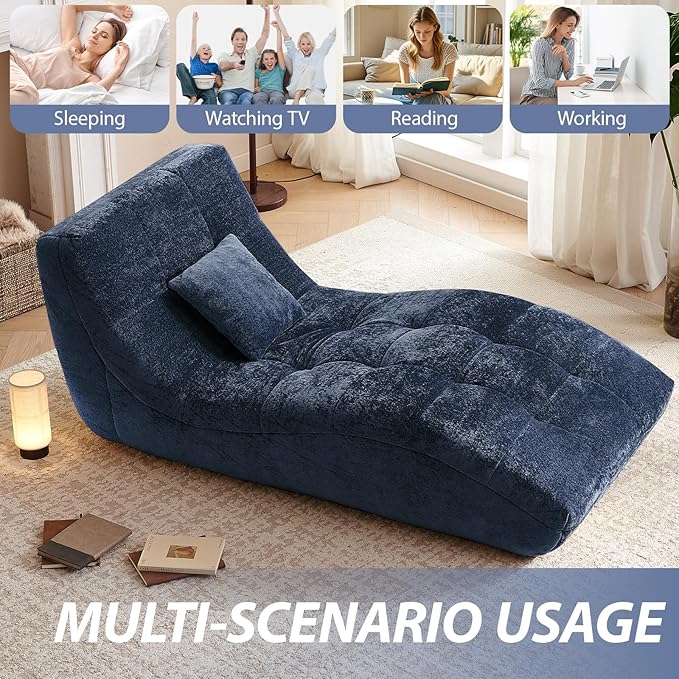 Chaise Lounge Chair with Curved Back, Modern Upholstered Recliner Sofa - Image 5