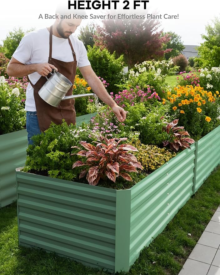 GarveeLife 2pcs 8x4x2 ft Galvanized Raised Garden Bed, Rust-Resistant Raised - Image 2