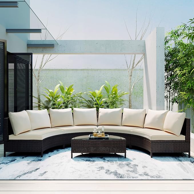 Merax 5-Piece Outdoor Sectional Sofa Set, All-Weather PE Wicker Patio Furniture by Merax