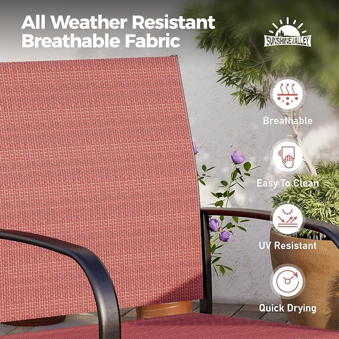 5 Piece Patio Dining Set for 4, Outdoor Table and Chairs Set for Lawn, Backyard - Image 2