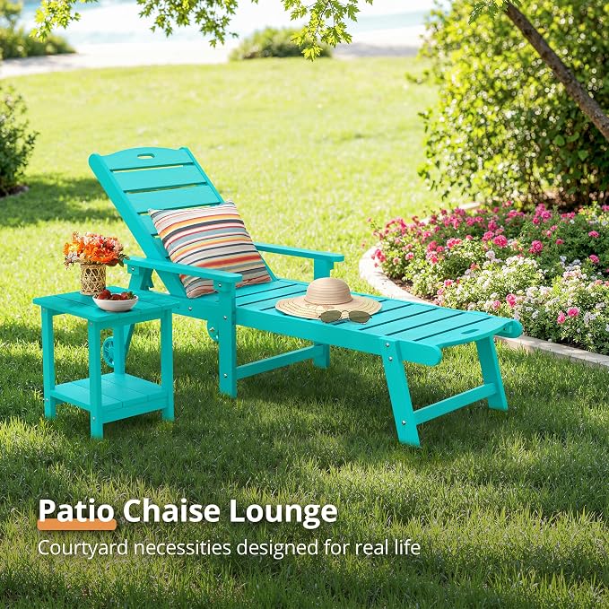 LUE BONA Outdoor Chaise Lounge Chairs Set of 4, 5 Positions Adjustable Lounge - Image 4