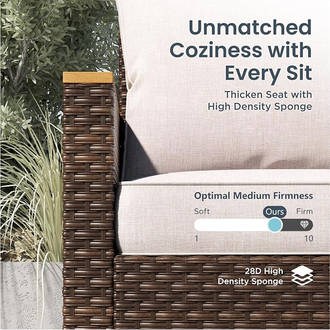 PHI VILLA 7-Piece Wicker Patio Furniture Set, Outdoor Half-Moon Curved - Image 6