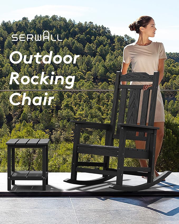 SERWALL Oversized Rocking Chair Set of 4 Outdoor, HDPE Outdoor Rocking Chair - Image 7